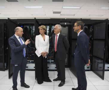 Prime Minister Malcom Turnbull visited the Centre, joined by the Honourable Michaela Cash, Minister for Minister for Jobs and Innovation, and met with Pawsey staff for the announcement of the Commonwealth Government investment to secure the next generation of supercomputers. Credit: Sahlan Hayes
